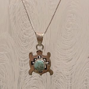 Sterling silver turtle 🐢 necklace  with gemstone